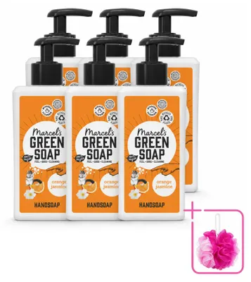 Zdjęcie produktu dla 6 sztuk mydła do rąk "Marcel's Green Soap" o zapachu pomarańczy i jaśminu - 250 ml - zestaw ekonomiczny
