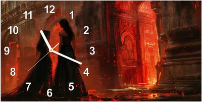 Produktbild von Wanduhr aus Glas mit Motiv Feuerpalast- 60 x 30 cm - inkl. Aufhängesystem