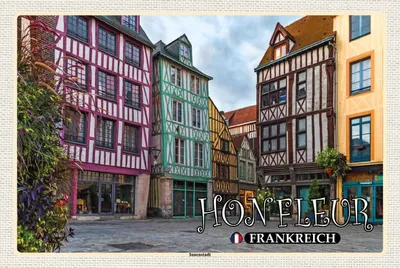 Produktbild von vianmo Holzschild 20x30 cm Honfleur Frankreich Innenstadt Straße Stadt