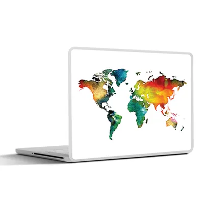 Produktbild von MuchoWow® Laptop Aufkleber Sticker Cover Weltkarte - Aquarell - Grün 36.5x27.5 cm - Laptop-Sticker