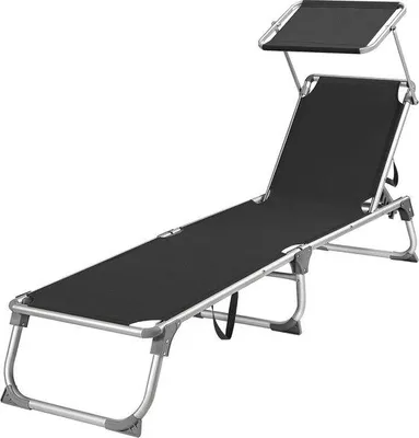 Produktbild von Terrasstuhl mit verst. Leinwand, 55 x 193 x 31 cm, schwarz, 150 kg Tragfähigkeit