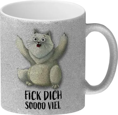Produktbild von Fick dich soooo viel Glitzer-Glitzer-Kaffeebecher mit Katze Motiv