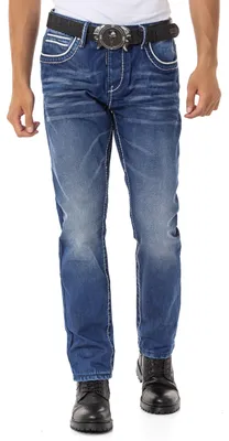 Produktbild von CD148 Herren bequeme Jeans mit Kontrastnähten in Straight Fit