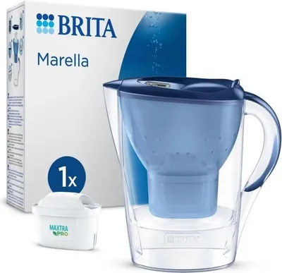 A Brita Marella water filter pitcher and its packaging are shown against a white background.
