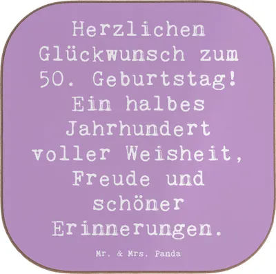 Produktbild von Mr. & Mrs. Panda Untersetzer für Gläser Spruch 50. Geburtstag - Lavendeltraum - Geschenk, Tischuntersetzer, liebevoll, 50 Jahre, gläseruntersetzer, Meilenstein, Coaster