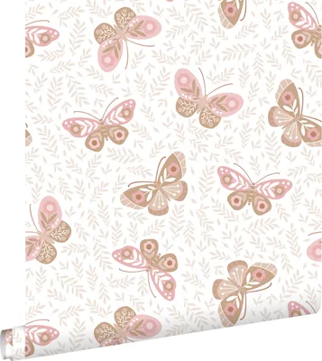 Obrázek produktu pro ESTAhome tapeta motýli bílá, hnědá a růžová 50 x 900 cm