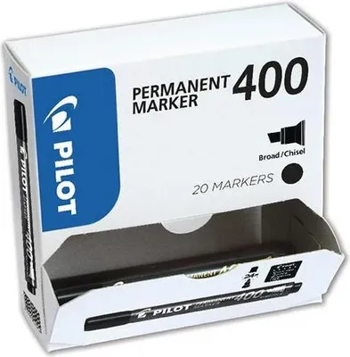 Image de Pilot 400 marqueur indélébile Pointe biseautée Noir 20 pièce(s)