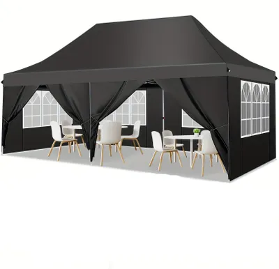 Obrázok produktu pre Partytent – Stan – Záhradný stan – Stan na oslavy – Krytá konštrukcia – Skladací – 3x3 m – 6 odnímateľných bočných stien