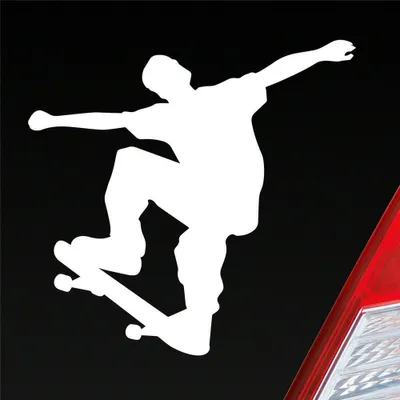 Produktbild von Auto Aufkleber Skater Skaten Sport Tuning Ollie 10x10 cm Weiss Matt Sticker Heckscheibenaufkleber
