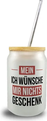 Produktbild von Mein ICH WÜNSCHE MIR NICHTS Trinkglas mit Bambusdeckel