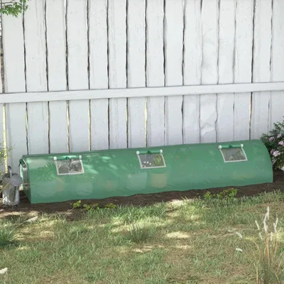 Produktbild von Mini-Foliengewächshaus mit Netzfenstern | Farbe: Grün | Abmessungen: 80x300x45 cm