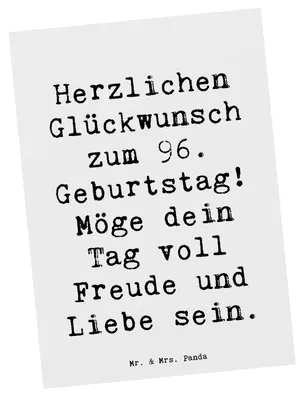 Produktbild von Mr. & Mrs. Panda Postkarte Spruch 96. Geburtstag Freude - Weiß - Geschenk, besondere Anlässe, Glückwünsche, 96 Jahre, Ansichtskarten, Happy Birthday, Postkarten, Alter