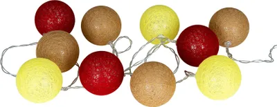 Produktbild von 10er Lichterkette LED Ø6cm Kugeln Girlande Lampions Baumwolle Rot Gelb Deko