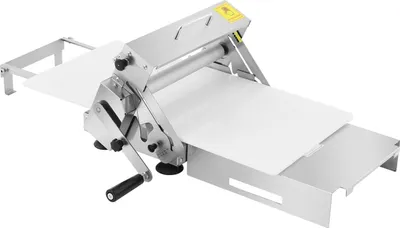 Produktbild von Pizzateigausroller - Manuelle Teigpresse - Teigstärke 0–25 mm einstellbar - 83×48 cm Tischgerät - Edelstahl und PP - Schwarz