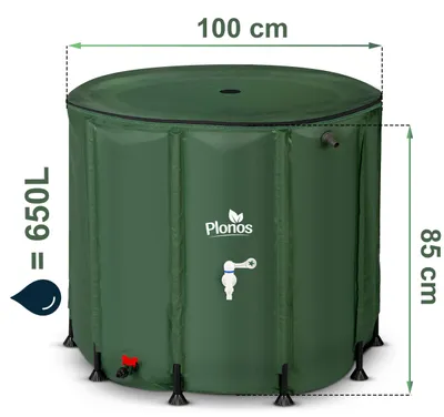 Imagen del producto de Regenton para la recogida de agua de lluvia - Capacidad: 650 litros - Dimensiones: 85 x 85 x 100 cm - Fabricado en PVC