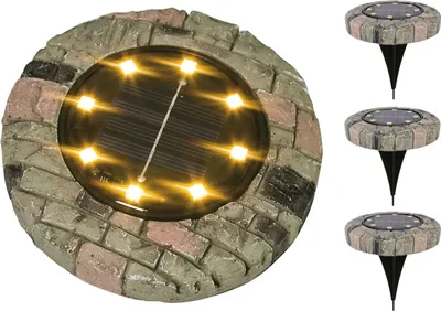 Produktbild von 3x LED Solarleuchte Steinoptik warmweiß Gartenleuchte Leuchtstein Gartendeko