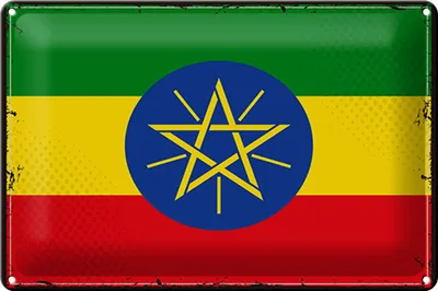Produktbild von Blechschild Flagge Äthiopien 30x20cm Retro Flag Ethiopia