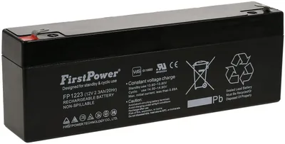 Image de FirstPower La batterie au plomb-gel FP1223 remplace Multipower la batterie MP2.3-12, MP2.2-12 VdS 12V 2.3Ah