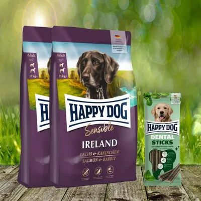 Produktbild von Happy Dog Supreme Sensible Ireland 2 x 12,5 kg + Happy Dog Dental Sticks *geschenkt*