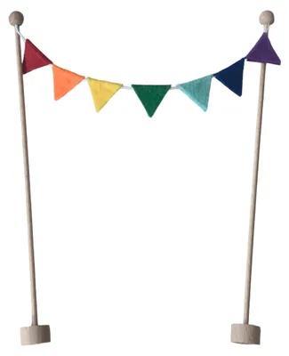 Productafbeelding van Verjaardagsdecoratie met houten wimpelkette in regenboogkleuren