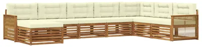 Produktbild von vidaXL Outdoor-Sofagarnitur mit Kissen 8 pcs Natur und Creme