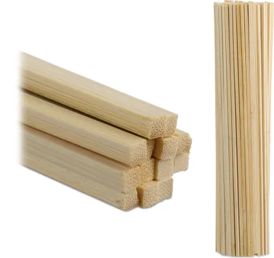 Produktbild von Relaxdays Bambusstäbe, 200er Set, 30 cm, Bambusstöcke zum Basteln, Zimmerpflanzen Rankhilfe, Bastelstäbe eckig, natur