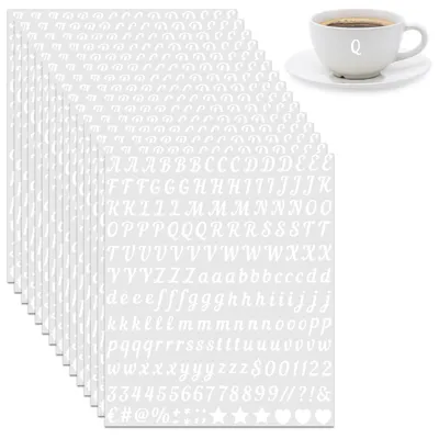 Buchstabenaufkleber, 3000 Stück, weiß, 1,3 cm, Vinyl, selbstklebend