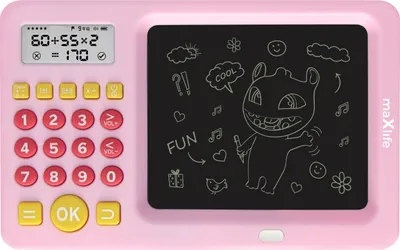 Produktbild von Maxlife LCD Schreibtafel Tablet mit Taschenrechner Stift Zeichnen Schreiben Lernspiel Mathematik für Kinder Rosa