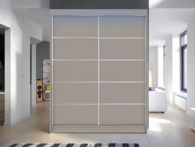 Obrázok produktu pre Šatníková skriňa 150 cm s posuvnými dverami a LED osvetlením PIRITU 4 - kašmír