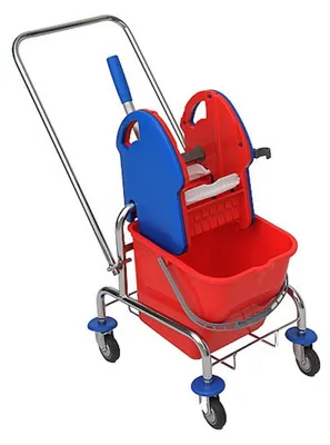 Produktbild von CleranSV Putzwagen mit Deichsel chrom 1 x 20 L Eimer Presse Reinigungswagen