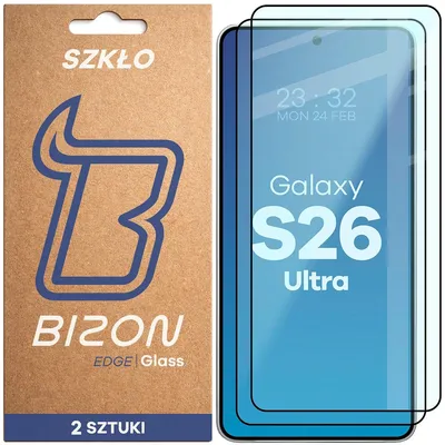 Produktbild von 2x Gehärtetes Glas für Galaxy S26 Ultra, Bizon Glass Edge Duo, Schwarzer Rahmen, 2 Stück