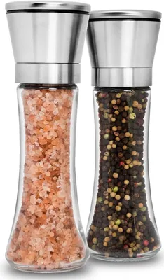 Obrázek produktu pro Vysoce kvalitní mlýnek na sůl a pepř z nerezové oceli, 2dílný, nastavitelný, mlýnek na mořskou sůl a pepř, vysoký skleněný mlýnek na sůl a pepř