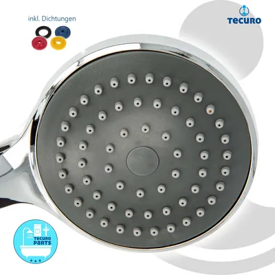 Produktbild von tecuro Komfort-Handbrause Ø 100 mm, mit Brauseregen (Normalstrahl) Antikalknoppen, chrom
