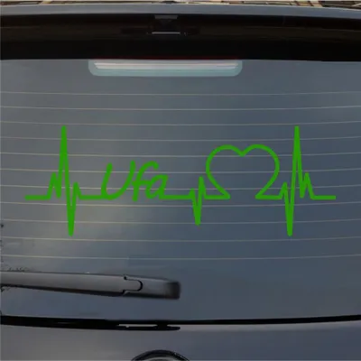 Produktbild von Heckscheibenaufkleber UFA Herzschlag Puls Stadt Liebe 55x19 cm Hellgrün Auto Aufkleber Sticker