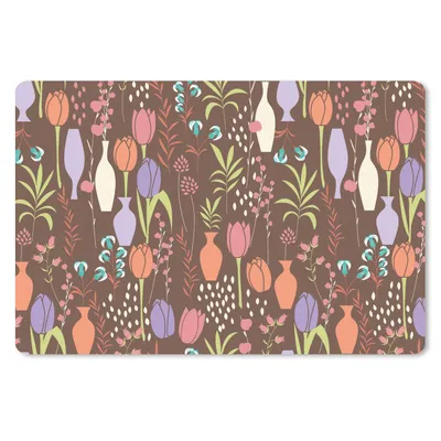 Produktbild von MuchoWow® Schreibtischunterlage Blumen - Vase - Muster 60x40 cm - XXL Mauspad - Großes Mauspad