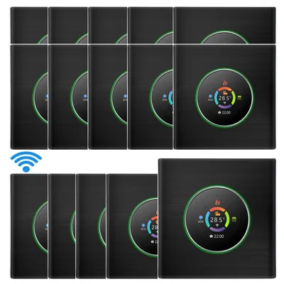 Produktbild von 15X WiFi Thermostat Digital LCD Raumthermostat Programmierbare Wandthermostat Unterputz Fussbodenheizung fuer 5A Kesselheizung ,Tastensteuerung/Mobile APP/Sprachsteuerung Innenthermometer,Schwarz
