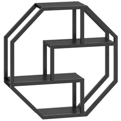 Zdjęcie produktu dla Półka metalowa, 4-poziomowa, czarna, wymiary: 73 x 20 x 73 cm