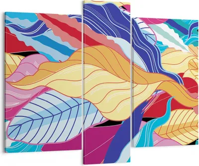 Produktbild von Bild auf Leinwand - Leinwandbild - 3 Teile - Muster Blätter bunt - 95x80cm - Wand Bild - Wanddeko - Wandbilder - Leinwanddruck - Bilder - Wanddekoration - Leinwand bilder - Wandbild - CB95x80-4269