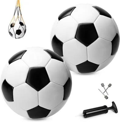 Immagine prodotto di Set di due palloni da calcio, taglia 4, in plastica, neri e bianchi, per bambini
