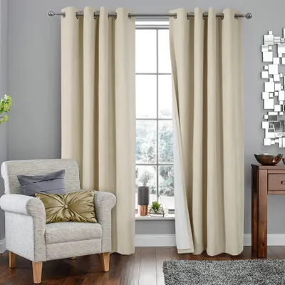 Thermovorhang 2er-Set beige 138x214 cm blickdicht