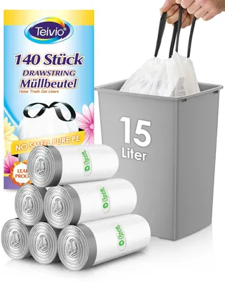 Imagen del producto de Bolsas de basura con cierre, de 15 litros, 140 unidades, para cubos de basura de 10-15 litros