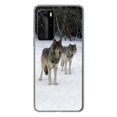 Produktbild von MuchoWow® Handyhülle Schutzhülle Hülle für Huawei P40 Pro Wolf - Schnee - Kanada Silikon Softcase Handy Hülle - Schutz