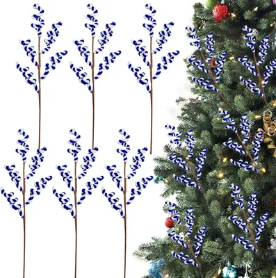 Productafbeelding van Decoratieve kersttakken, flexibel, rood, 45 cm, 6 stuks