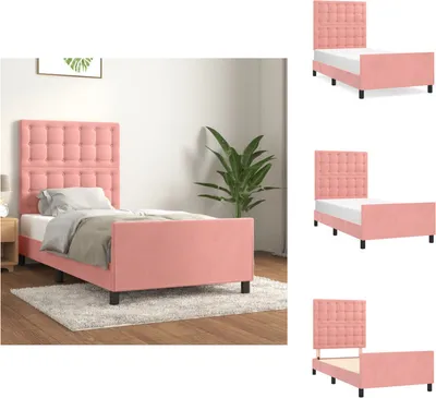 Produktbild von vidaXL Bettgestell mit Kopfteil Rosa 100x200 cm Samt -  Betten & Bettgestelle