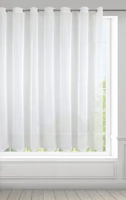 Voile Gardine mit Ösen, 400x150 cm, Weiß, transparent