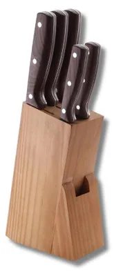 Immagine prodotto di Ceppo in legno 5 coltelli con lame in acciaio inox