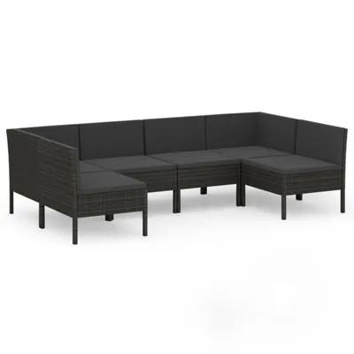 Obrázok produktu pre vidaXL 6-dielna záhradná obývacia súprava s vankúšmi Poly Ratan Black