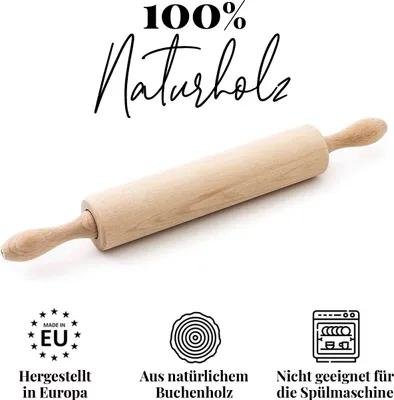 Produktbild von tuuli Professional Classic Nudelholz mit drehbarer Mitte (44 x 5,5 cm)