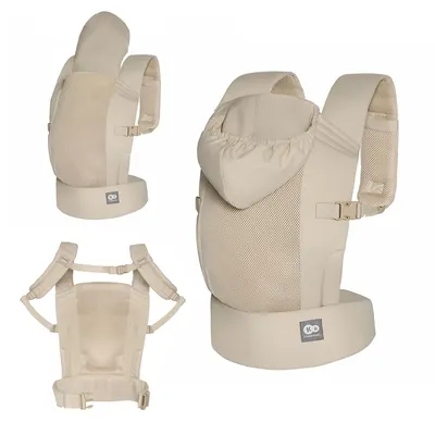 Produktbild von Kinderkraft CARRYBEE ergonomische Babytrage, ab 3 Monaten bis 20 kg, 2 Tragepositionen, leicht, atmungsaktiv, Baumwolle, mit Kapuze, Beige