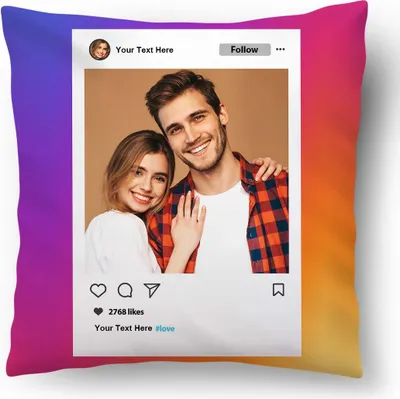 Zdjęcie produktu dla Spersonalizowany FOTO PREZENT Instaframe z własnym zdjęciem (45 x 45 cm) Foto poduszka z nadrukowanym zdjęciem i tekstem Na rocznice, urodziny, walentynki (z wypełnieniem) Zdjęcie Full Insta [091]